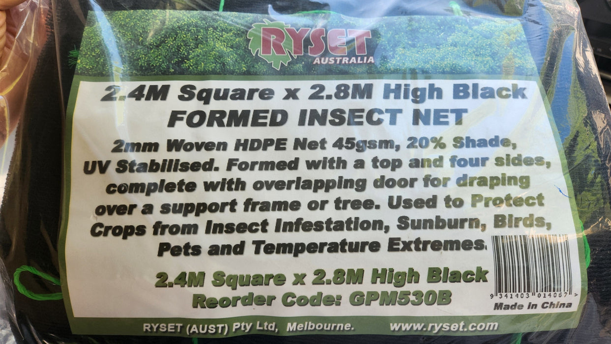 Netting - Fitted insect net (2.4m width x 2.8m high) 2MM Woven Insect Net veggie growing RYSET Black