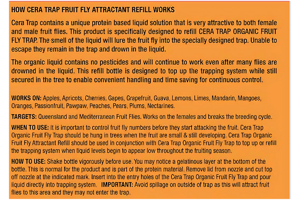 Amgrow Cera Trap Organic Fruit Fly Trap Refill pest control Tradeware