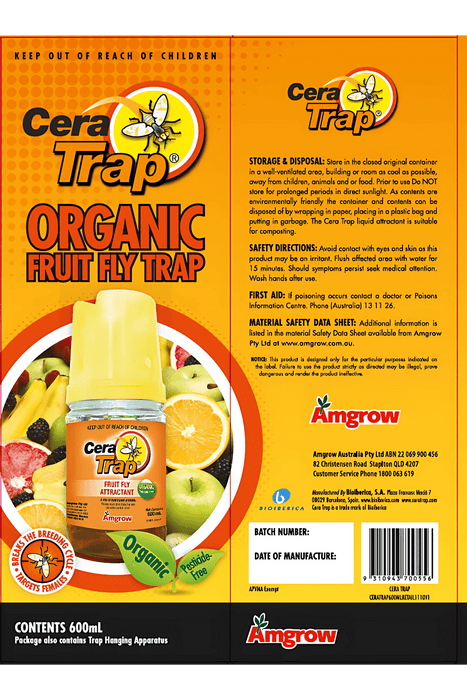Amgrow Cera Trap Organic Fruit Fly Trap pest control Tradeware