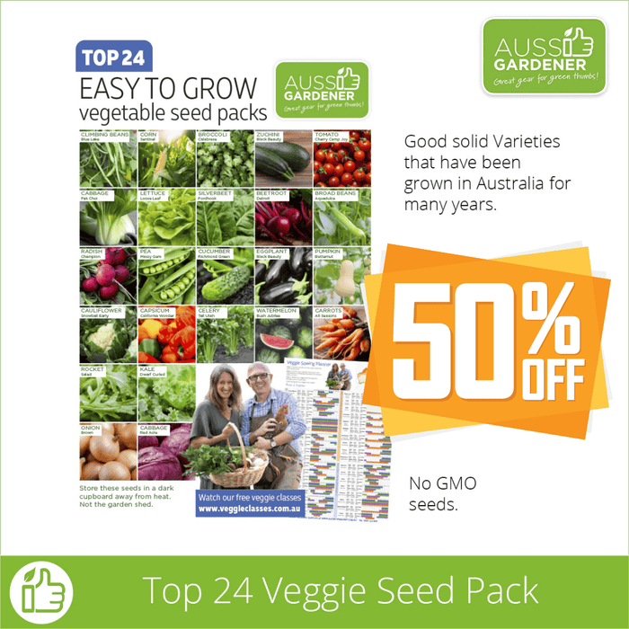 Aussie Gardener Complete set of 24 varieties of veggie seeds - A full year of growing