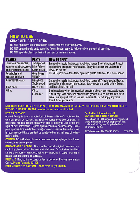 Eco-Oil Organic Insecticide – Natural Pest Control Solution pest control Yates