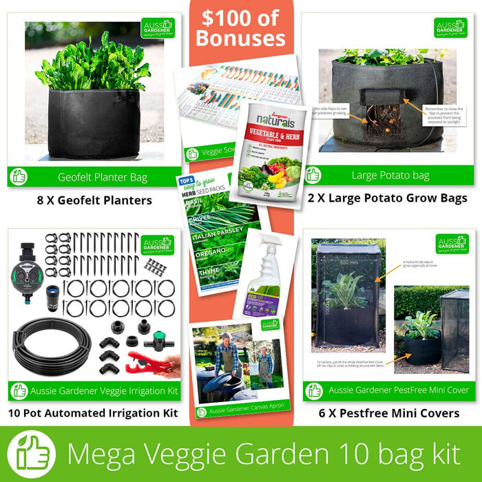 Aussie Gardener Mega Veggie Garden kits Aussie Gardener 10 pack deal with 4 bonuses