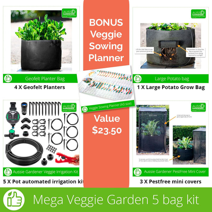 Aussie Gardener Mega Veggie Garden kits Aussie Gardener 5 pack deal with 1 bonus