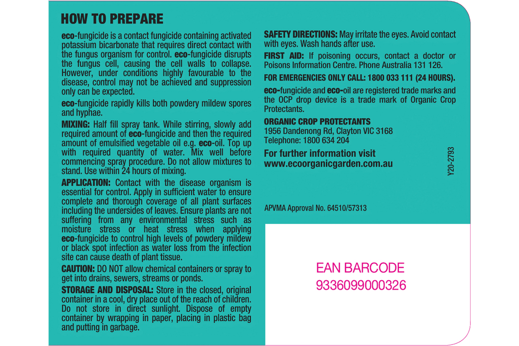 OCP Eco-Fungicide | Organic Powdery Mildew & Black Spot Control – 500g & 750ml Options pest control Yates