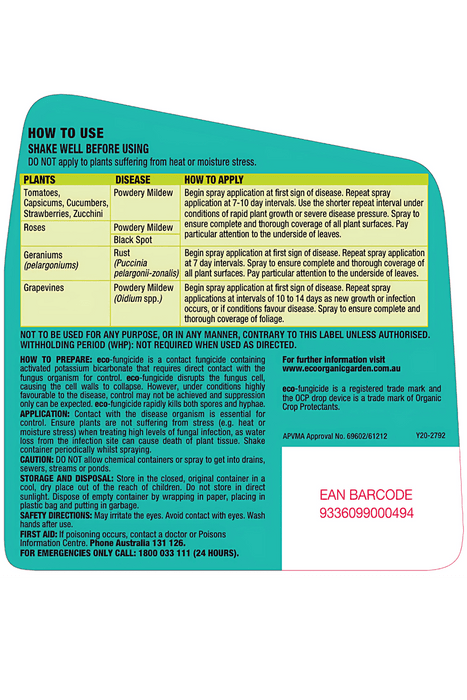 OCP Eco-Fungicide | Organic Powdery Mildew & Black Spot Control – 500g & 750ml Options pest control Yates