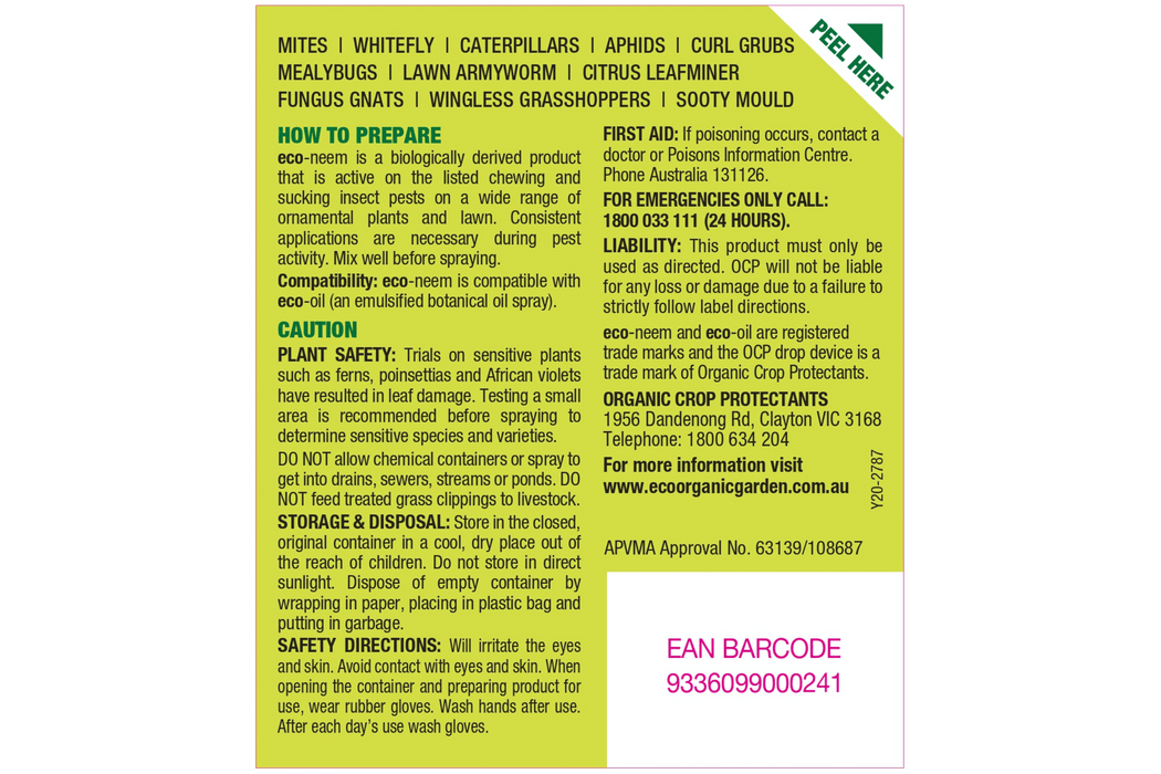 OCP eco-neem Organic Insecticide - Concentrate for Pest Control pest control Yates