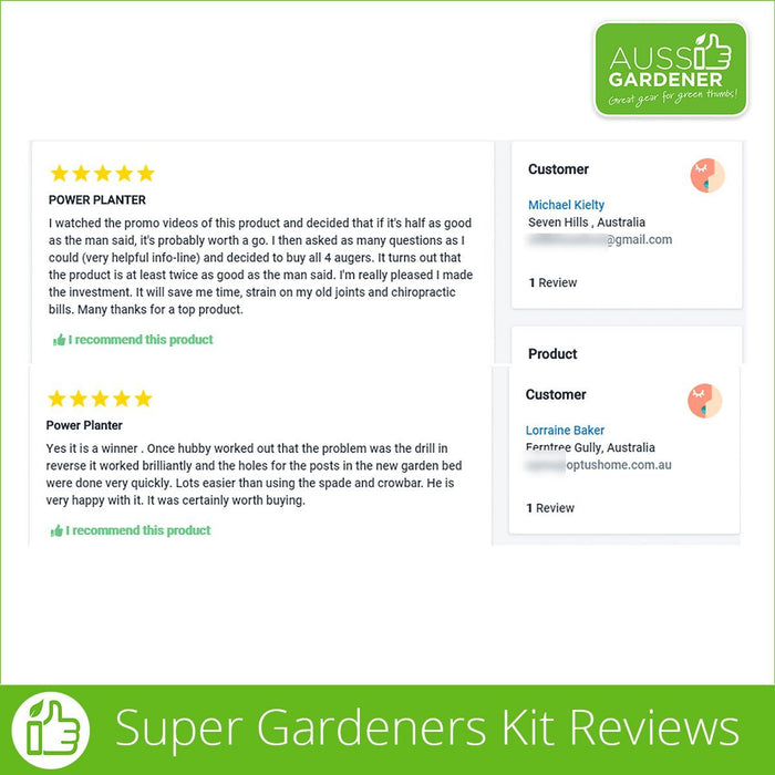 Power Planter Super Gardeners Kit Reviews - Australian stock. USA made.