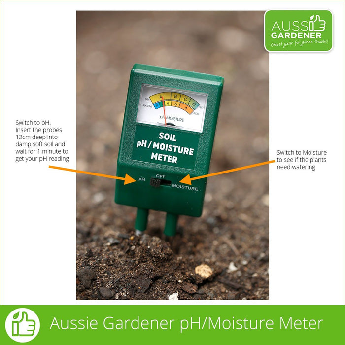 Aussie Gardener 2 in 1 pH & Soil Moisture Meter veggie growing Rapitech Single