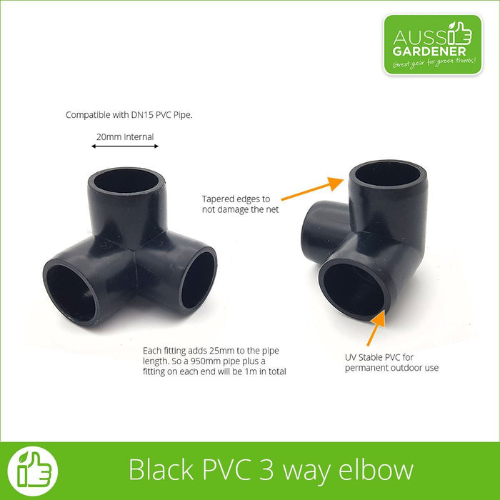 PestFree Parts: Black PVC 3 way elbow DN15 Hymo Industry Single