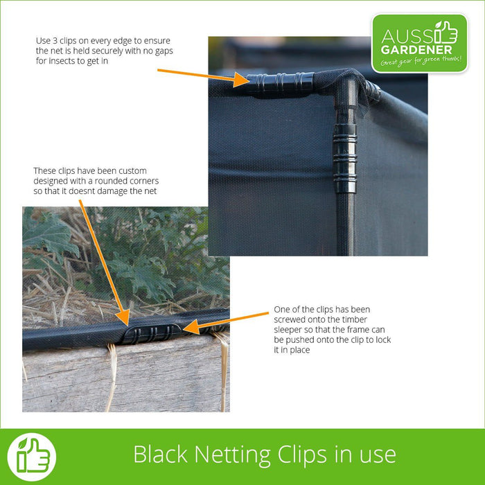 PestFree Parts: Black Clips 22mm to hold netting onto 20mm Pipe Hymo Industry