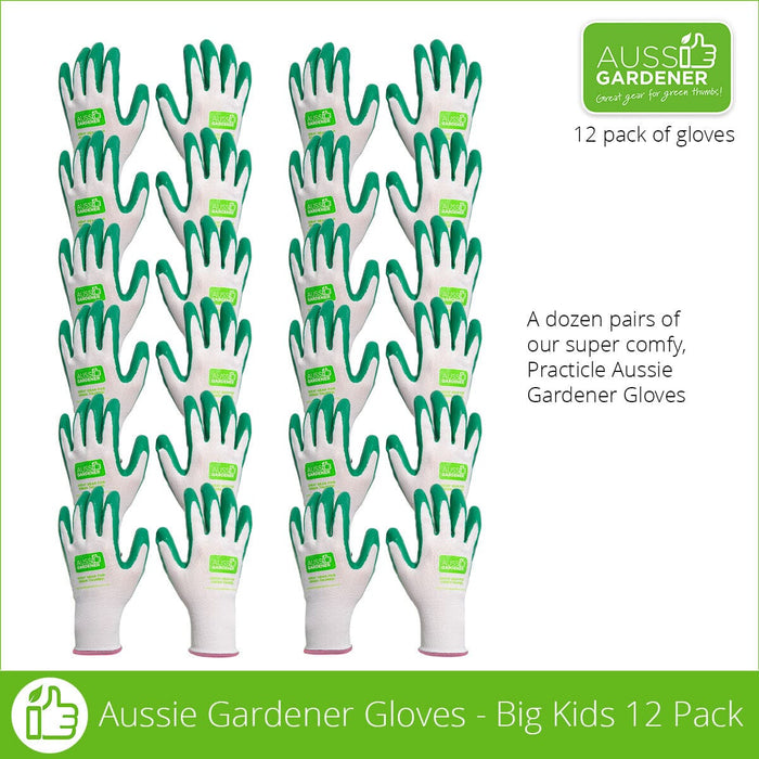 Aussie Gardener Gloves - 12 Pack (machine washable) garden wear Hanvo Safety Products Co Ltd Big Kids (Extra Small Womens) - 12 Pairs