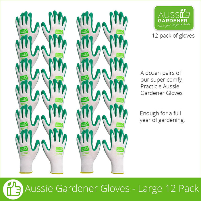 Aussie Gardener Gloves - 12 Pack (machine washable) garden wear Hanvo Safety Products Co Ltd Large (Mens) - 12 Pairs