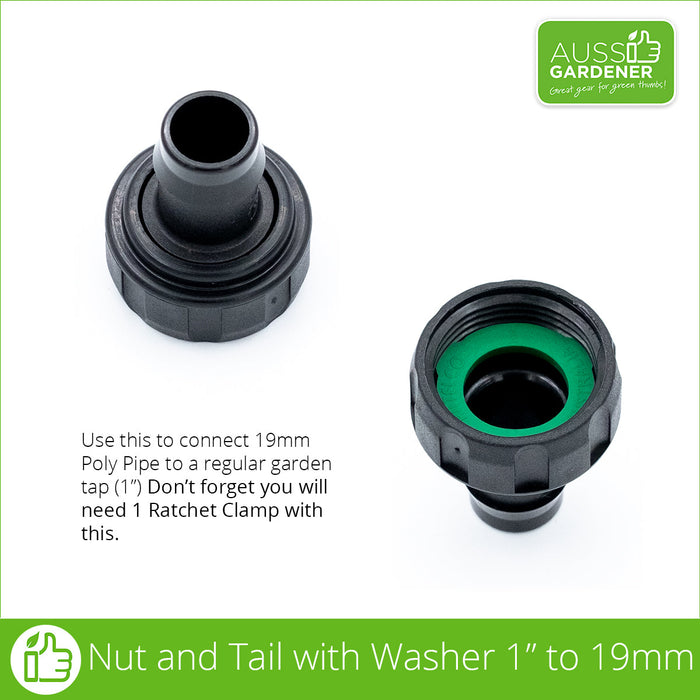 Nut and Tail with Washer (1" BSPF x 19 mm) Irrigation Antelco