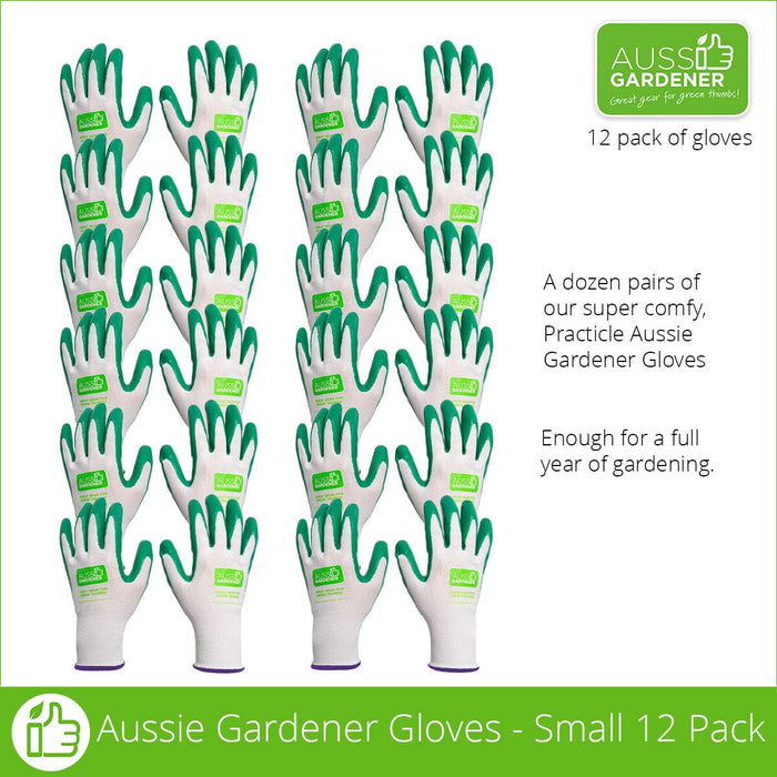 Aussie Gardener Gloves - 12 Pack (machine washable) garden wear Hanvo Safety Products Co Ltd Small (Small Womens) - 12 Pairs