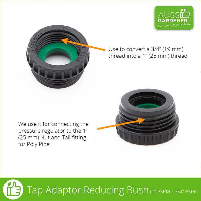 Tap Adaptor Reducing Bush 1" BSPM x 3/4" BSPF Irrigation Antelco