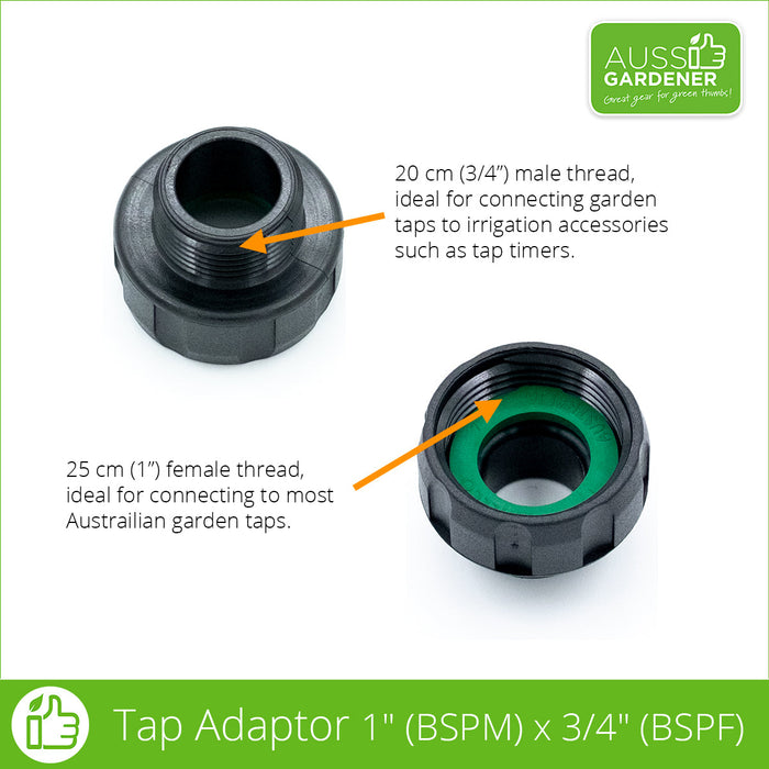 Tap Adaptor (1" 25mm BSPF x 3/4" 19mm BSPM) Irrigation Antelco