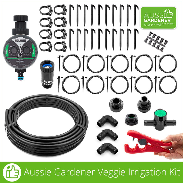 Aussie Gardener Veggie Irrigation Kit Irrigation Aussie Gardener 10 Pot Kit Include tap timer