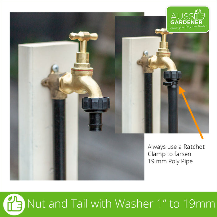 Nut and Tail with Washer (1" BSPF x 19 mm) Irrigation Antelco