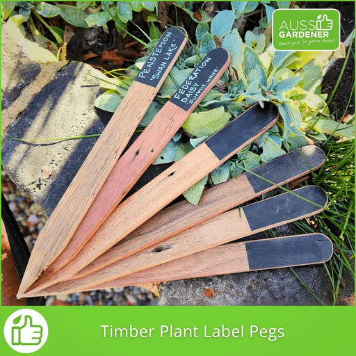 Aussie Gardener Hand-Crafted Timber Plant Label Pegs veggie growing Aussie Gardener 6 Pack 
