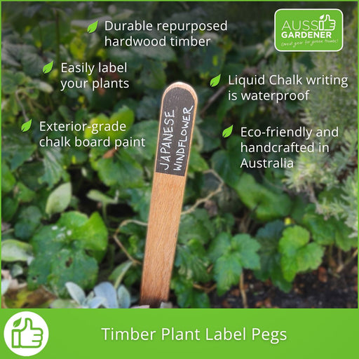 Aussie Gardener Hand-Crafted Timber Plant Label Pegs 
