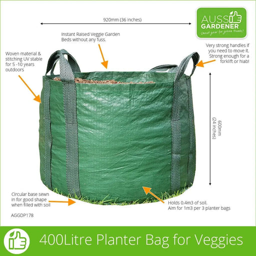 Huge Planter Bag for growing veggies - 400Litre veggie growing RYSET 