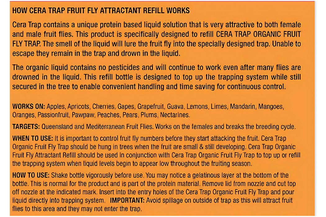 Amgrow Cera Trap Organic Fruit Fly Trap Refill pest control Tradeware 