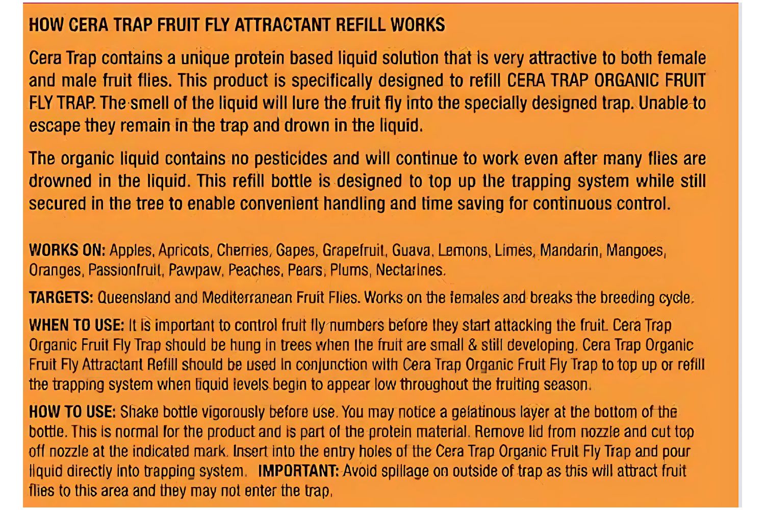 Amgrow Cera Trap Organic Fruit Fly Trap Refill pest control Tradeware 