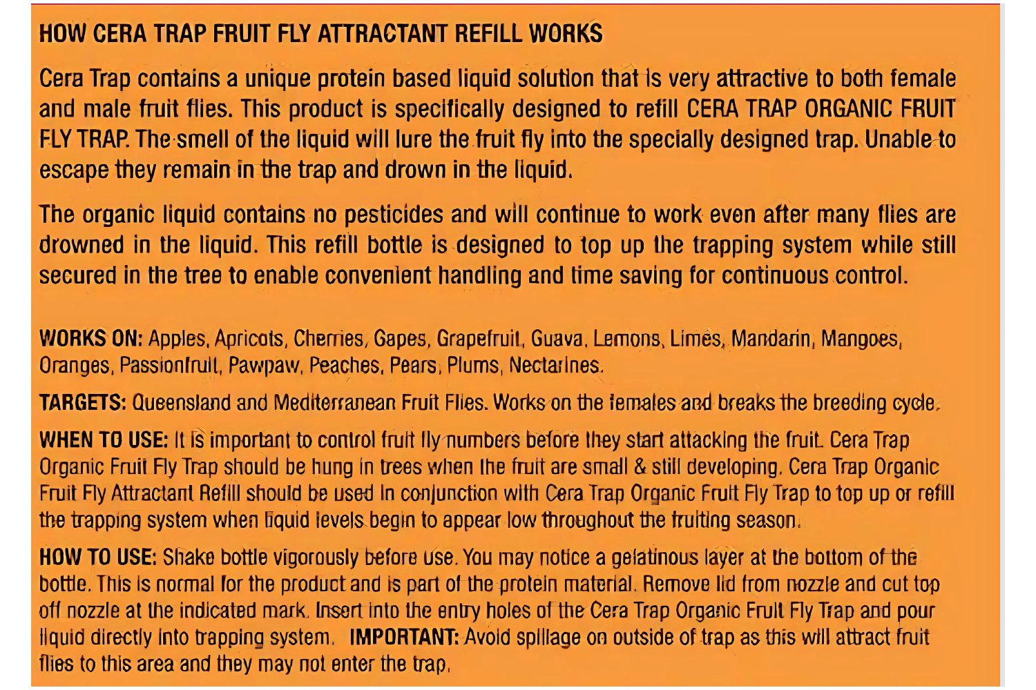 Amgrow Cera Trap Organic Fruit Fly Trap Refill pest control Tradeware 