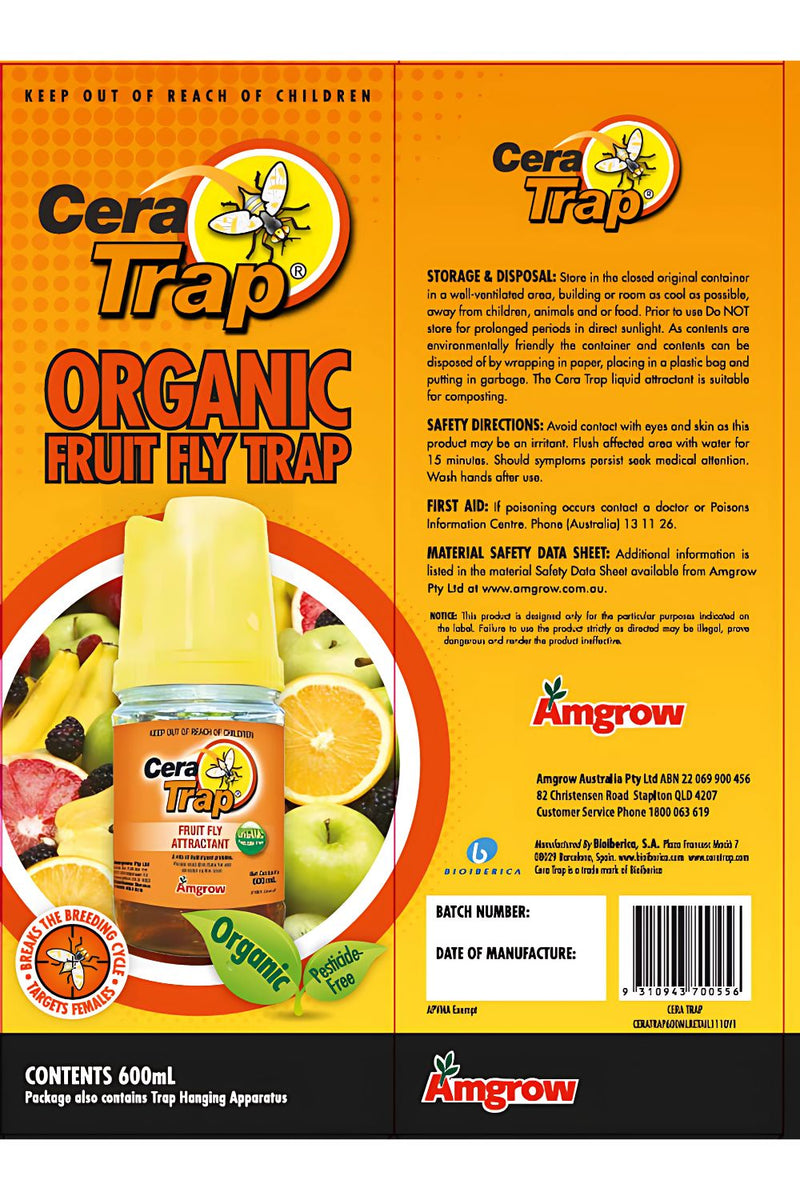 Amgrow Cera Trap Organic Fruit Fly Trap pest control Tradeware 