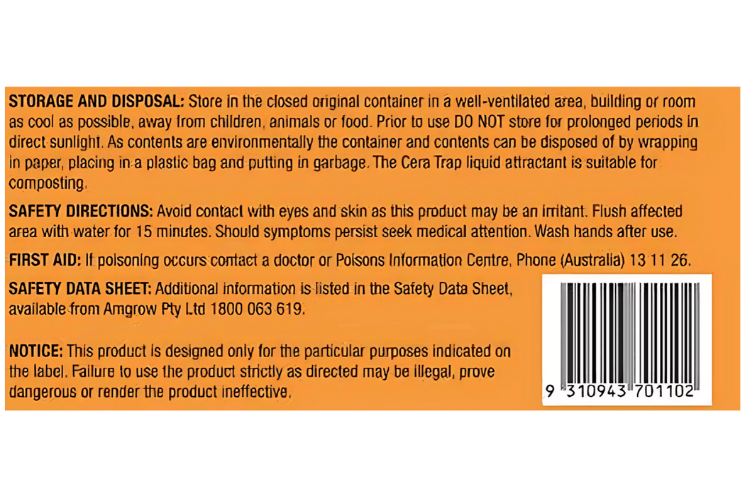 Amgrow Cera Trap Organic Fruit Fly Trap Refill pest control Tradeware 