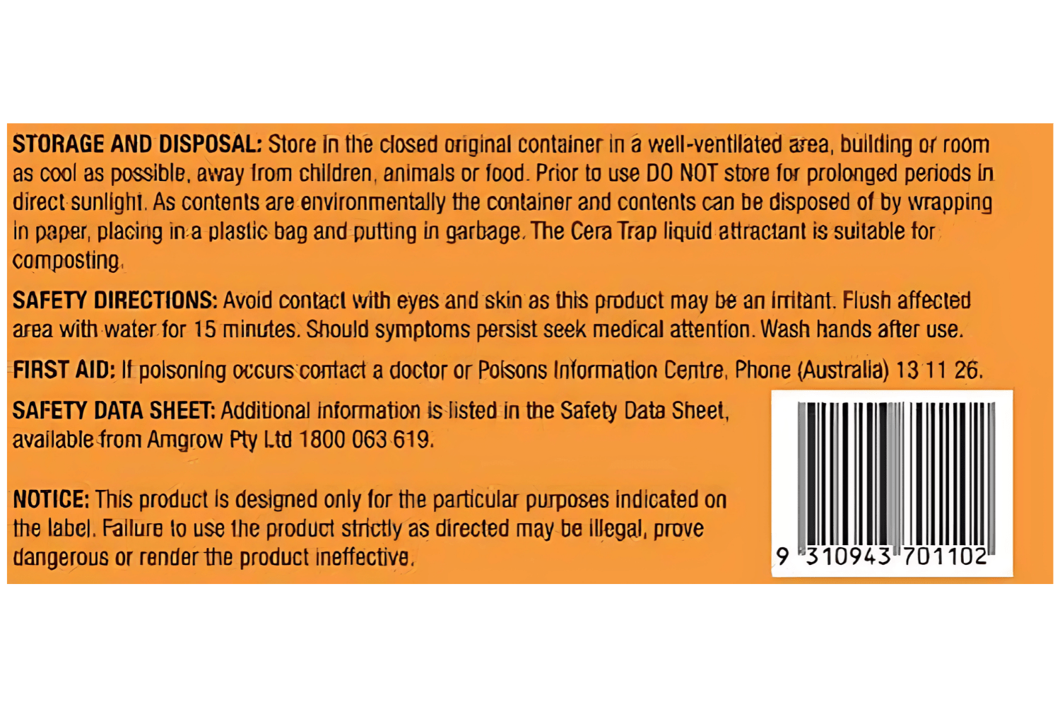 Amgrow Cera Trap Organic Fruit Fly Trap Refill pest control Tradeware 
