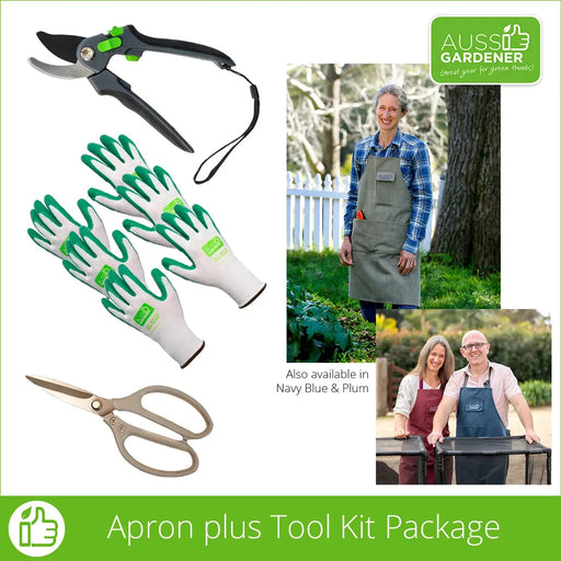 Apron PLUS Tool Set Package (Apron, Scissors, Secateurs, 3 pr Gloves) [Hidden] Aussie Gardener - Power Planter Australia 