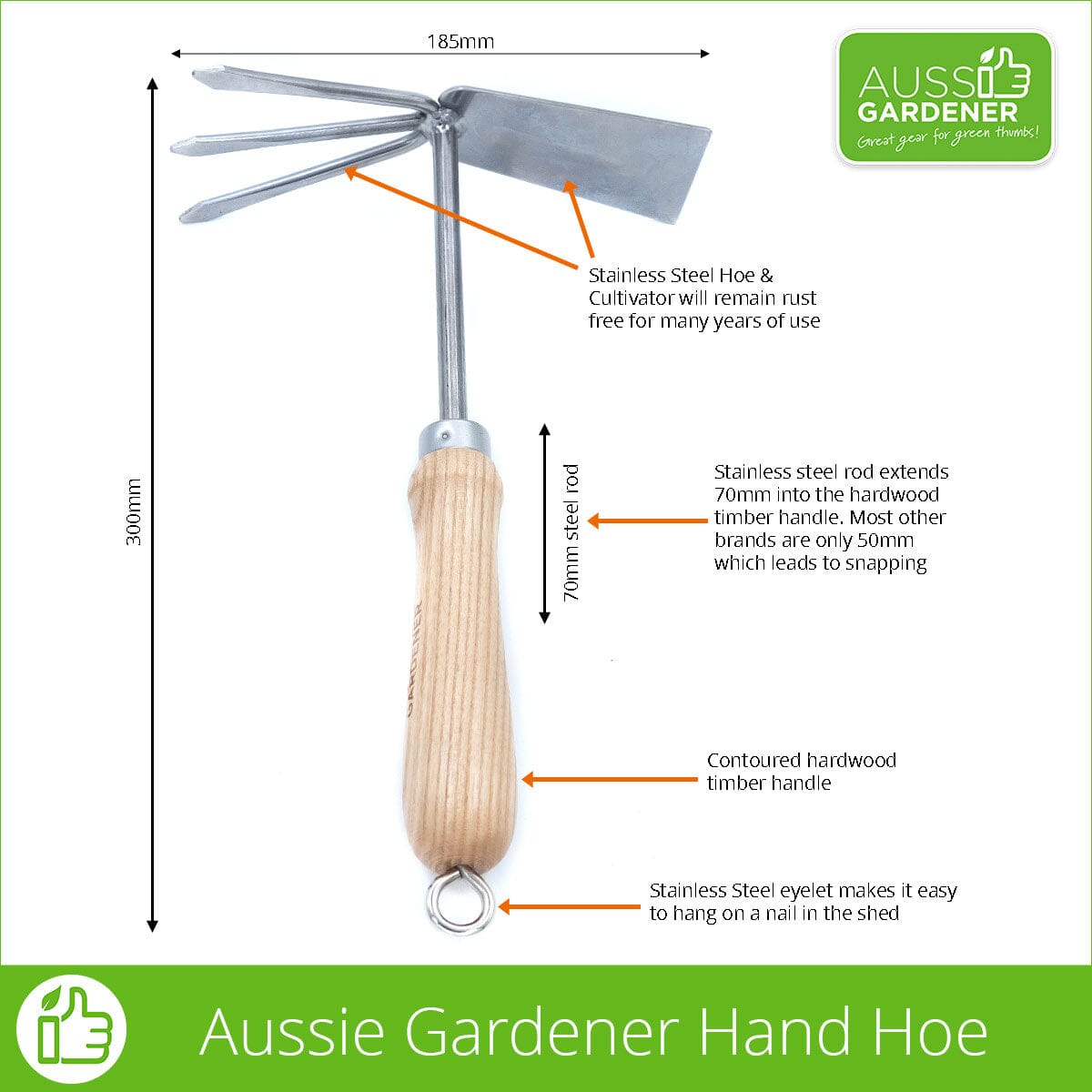 Aussie Gardener Hand Tools garden tools Aussie Gardener Hand Hoe 