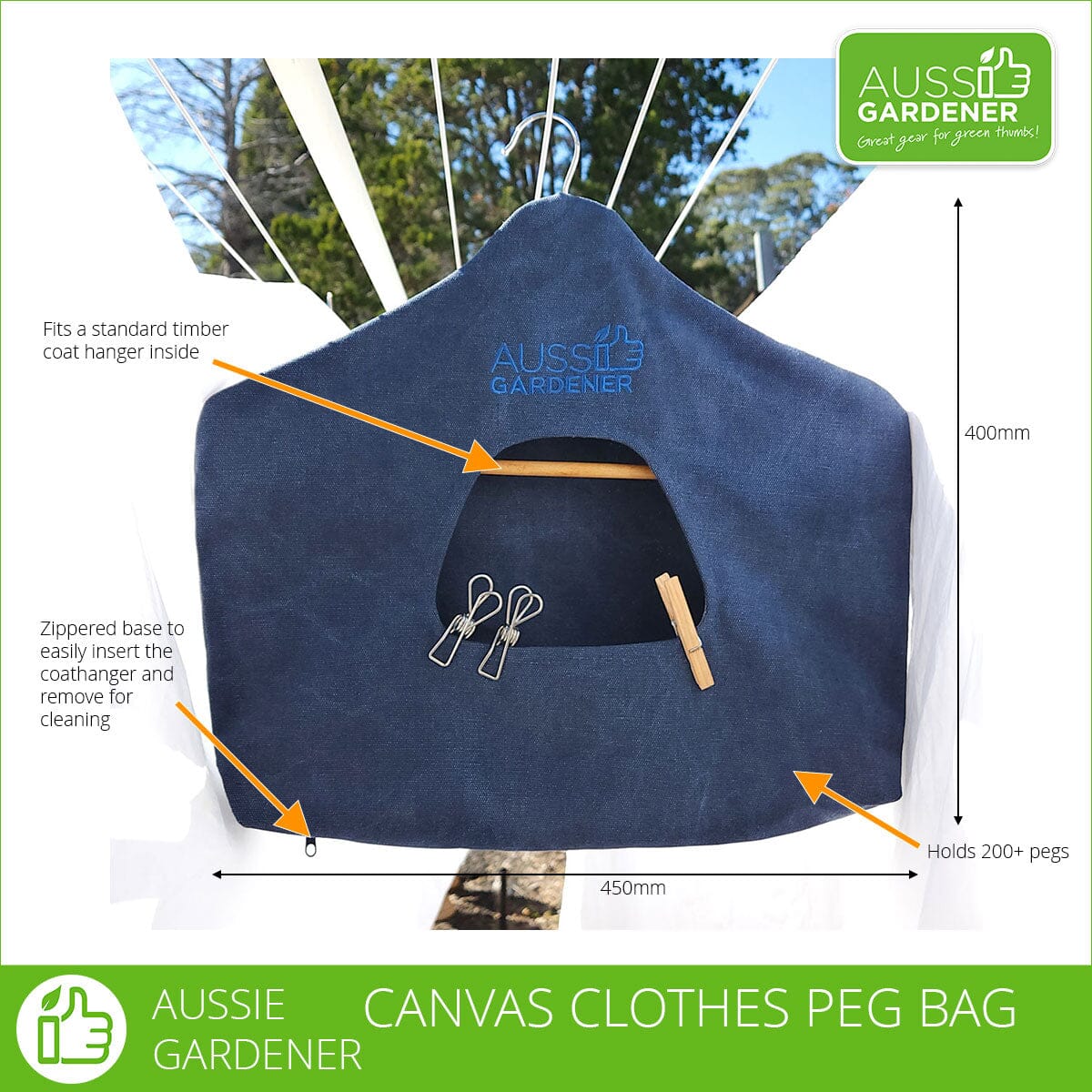 Aussie Gardener Canvas Clothes Peg Bag Aussie Gardener 