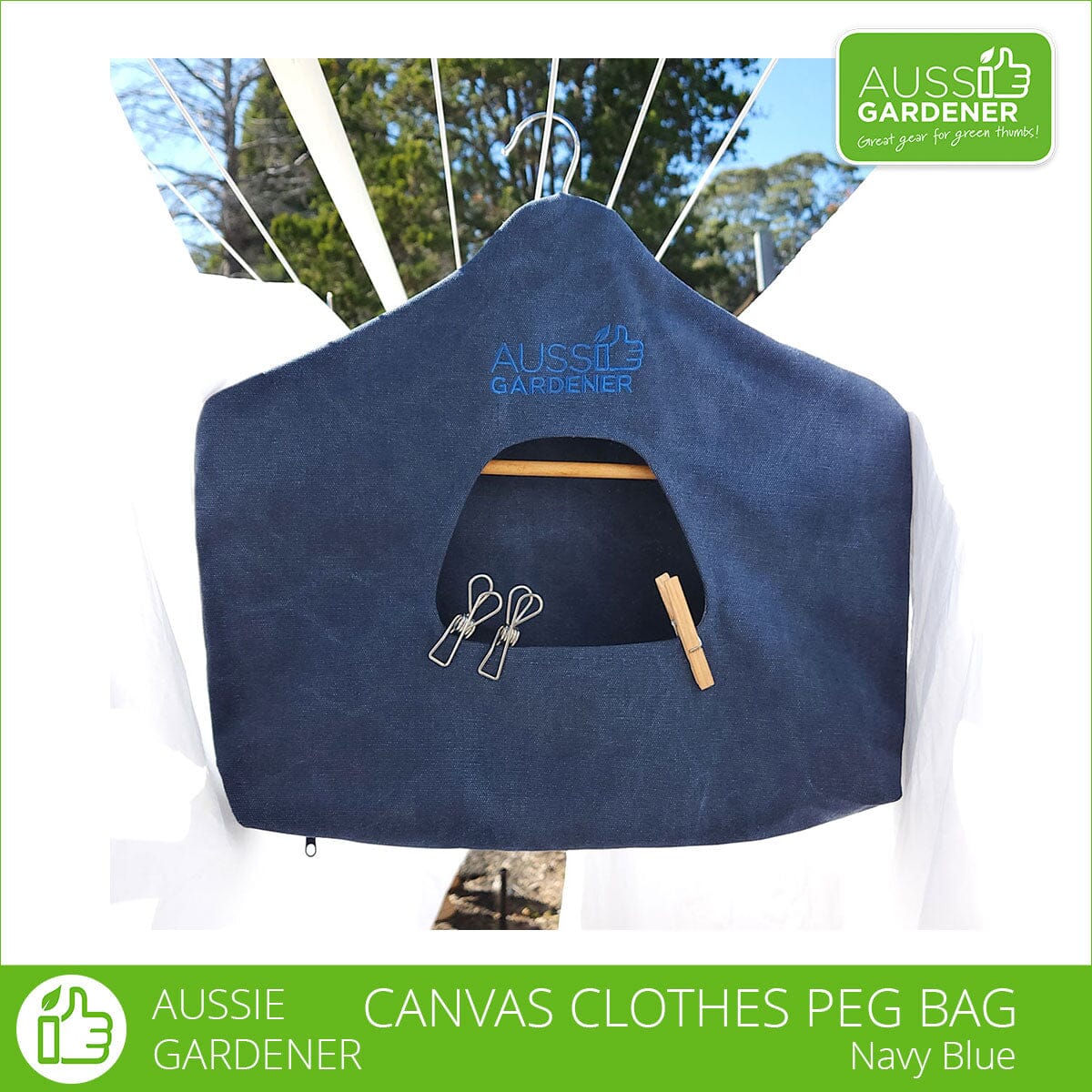 Aussie Gardener Canvas Clothes Peg Bag Aussie Gardener Navy Blue 