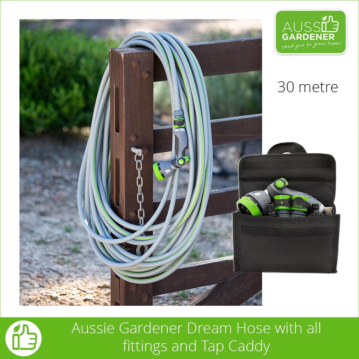 Aussie Gardener Dream Hose AGL Plastic 30 metre With fittings 