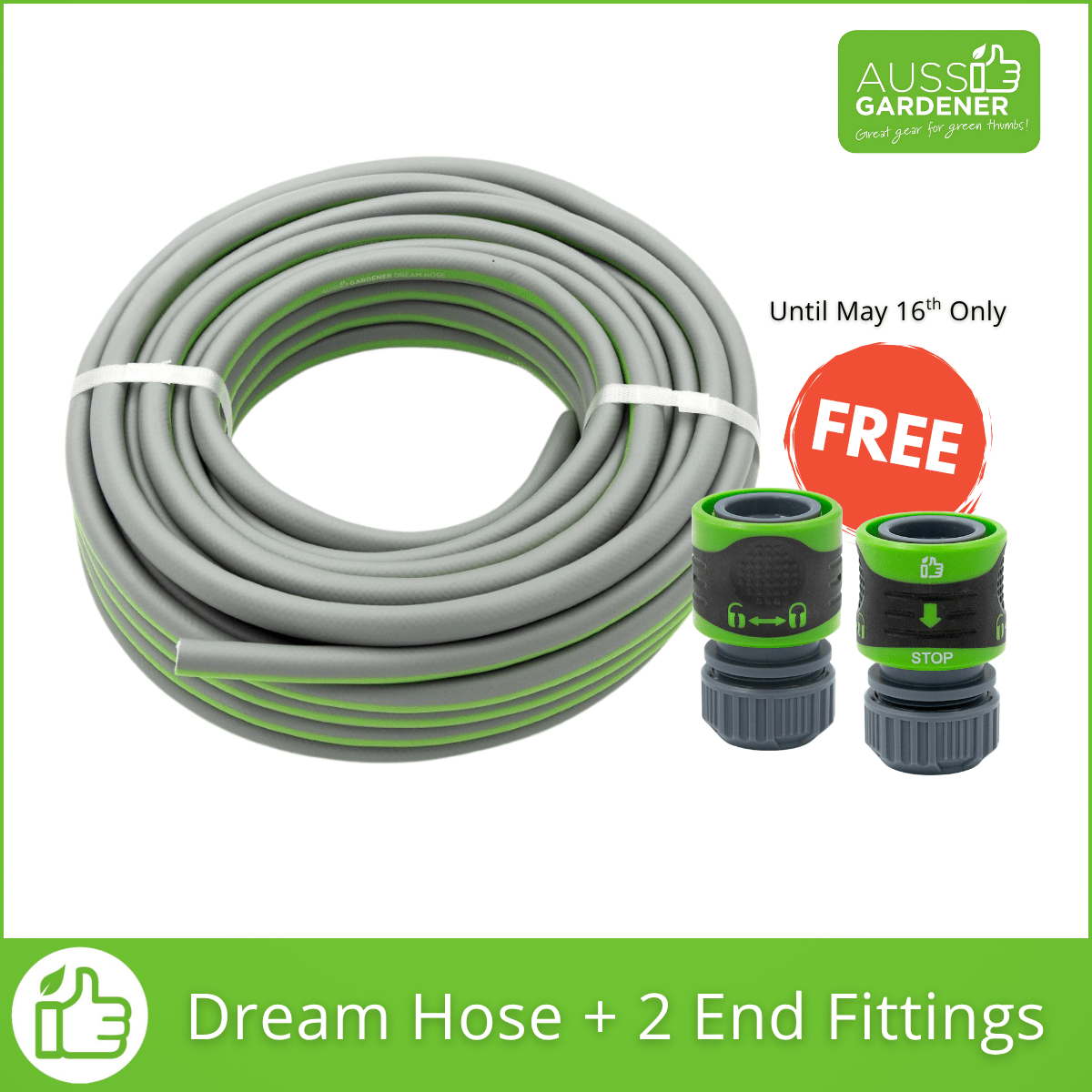 Aussie Gardener Dream Hose AGL Plastic 20 metre Promotion: Free fittings 