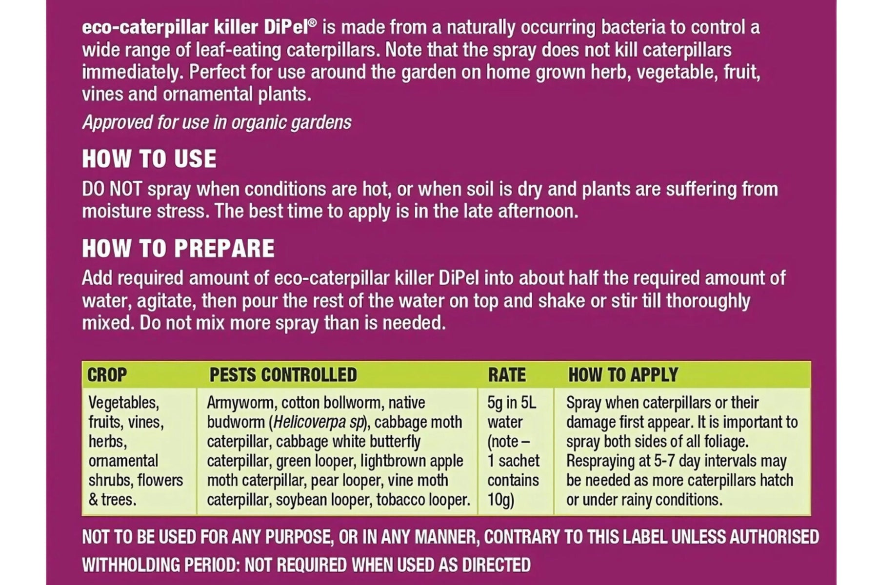 DiPel: Eco-caterpillar killer - eco-organic garden by OCP pest control Yates 