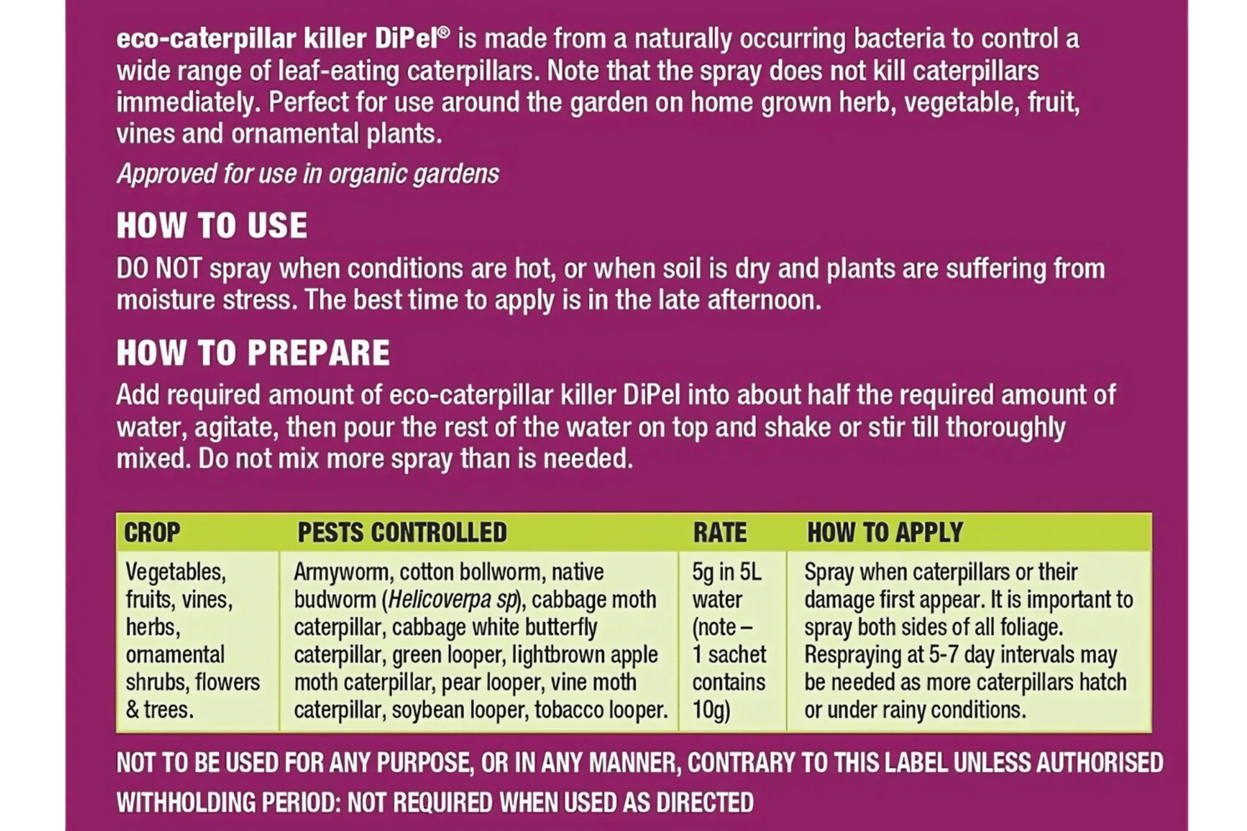 DiPel: Eco-caterpillar killer - eco-organic garden by OCP pest control Yates 