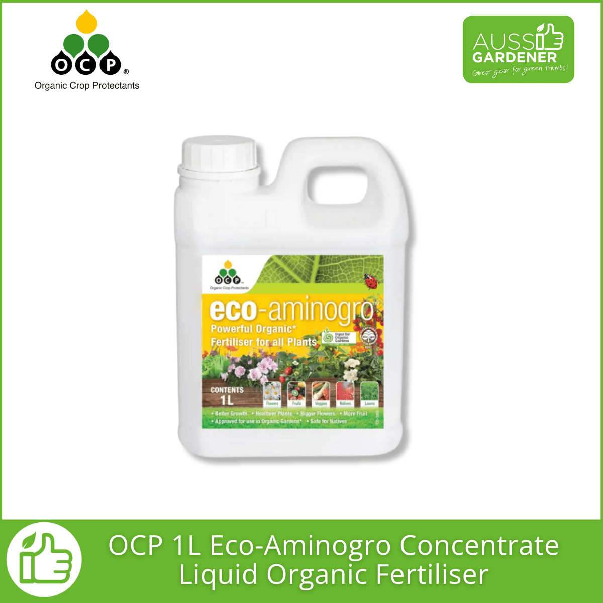 OCP Eco-Aminogro Concentrate – Organic Liquid Fertiliser for Strong Plant Growth fertilisers Yates 1 lt 