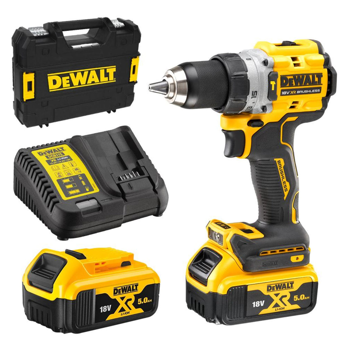 18V XR Compact Premium Hammer Drill Driver -5.0Ah Kit Dewalt Power Tools Dewalt Power Tools 