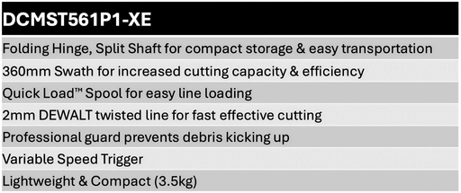 DeWalt DCMST561P1-XE 18V 5.0Ah XR Li-ion Cordless Brushless Split Shaft Line Trimmer Combo Kit Dewalt Power Tools Stanley Black & Decker (Australia) Pty Ltd 