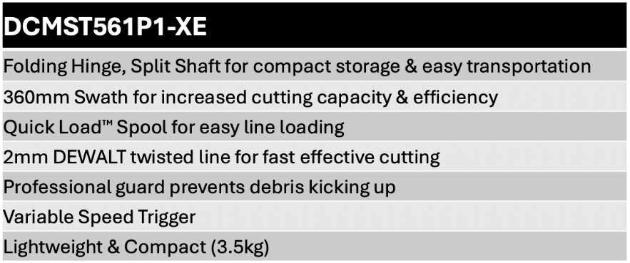 DeWalt DCMST561P1-XE 18V 5.0Ah XR Li-ion Cordless Brushless Split Shaft Line Trimmer Combo Kit