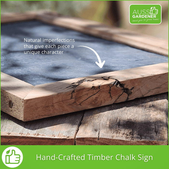 Hand-Crafted Timber Chalk Sign - Genuine Slate Board Aussie Gardener 