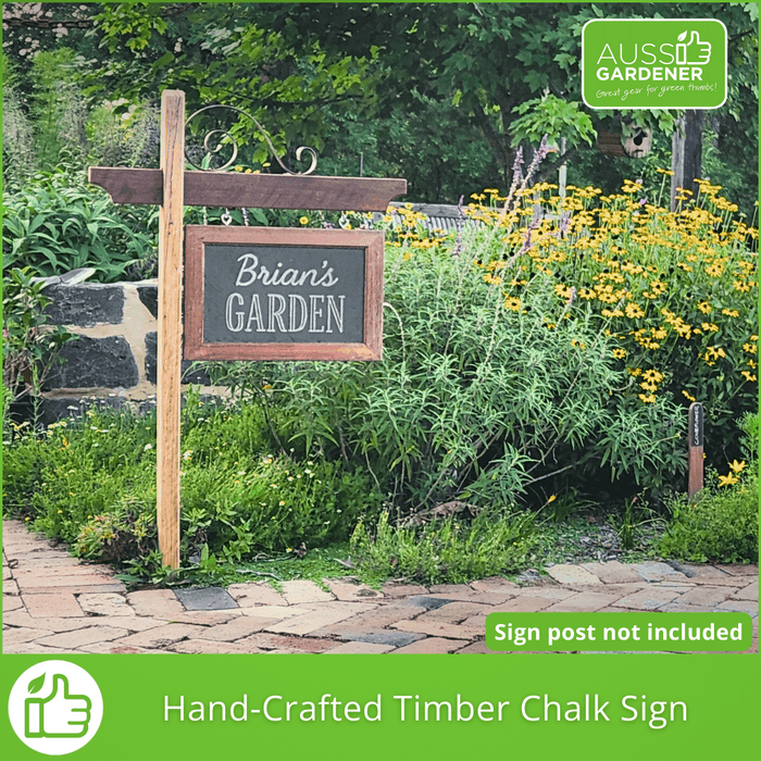 Hand-Crafted Timber Chalk Sign - Genuine Slate Board Aussie Gardener 