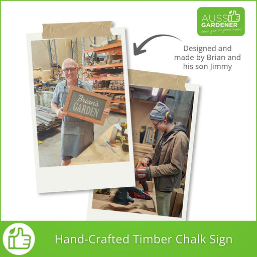 Hand-Crafted Timber Chalk Sign - Genuine Slate Board Aussie Gardener 