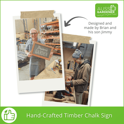 Hand-Crafted Timber Chalk Sign - Genuine Slate Board Aussie Gardener 