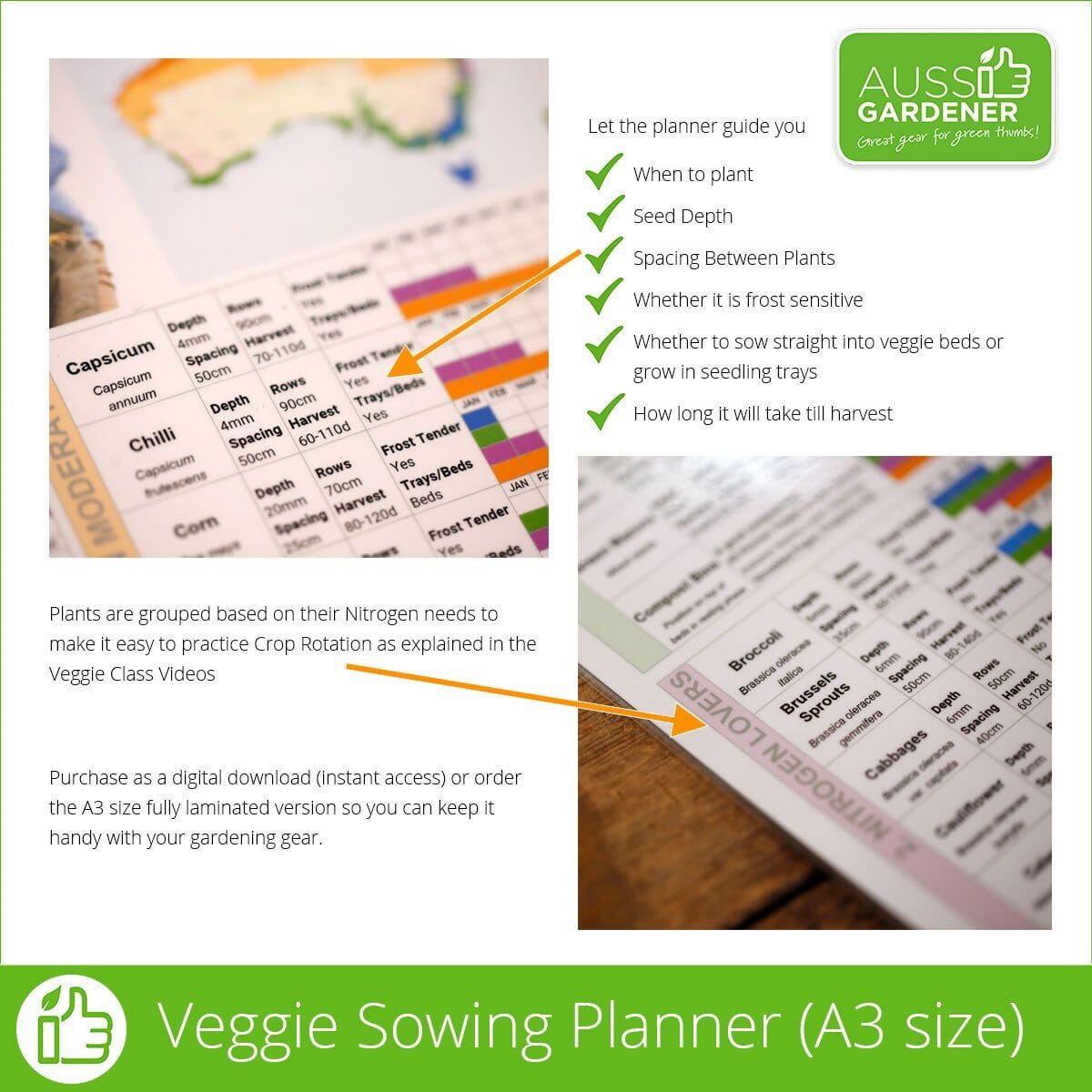 Aussie Gardener Veggie Sowing Planner - Australian Edition (FREE - Just pay Shipping & Handling) veggie growing Aussie Gardener 