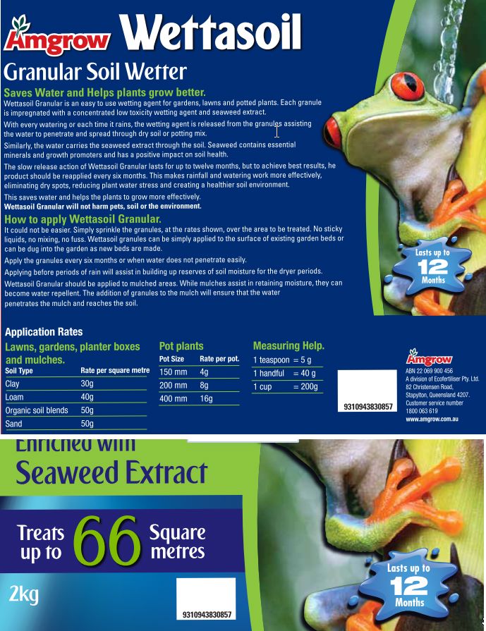 Amgrow Wettasoil Granula Seaweed 2Kg fertilisers Tradeware 