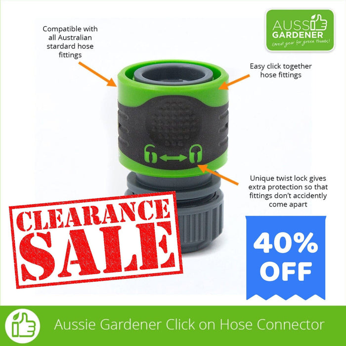 Aussie Gardener click on hose connector with lock Aussie Gardener 